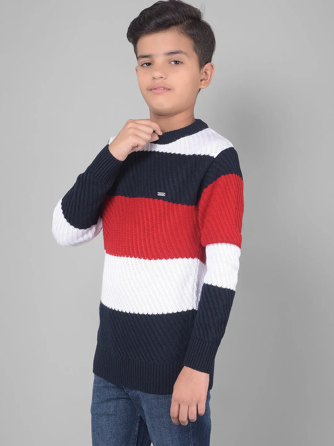 Red Colourblocked Sweater