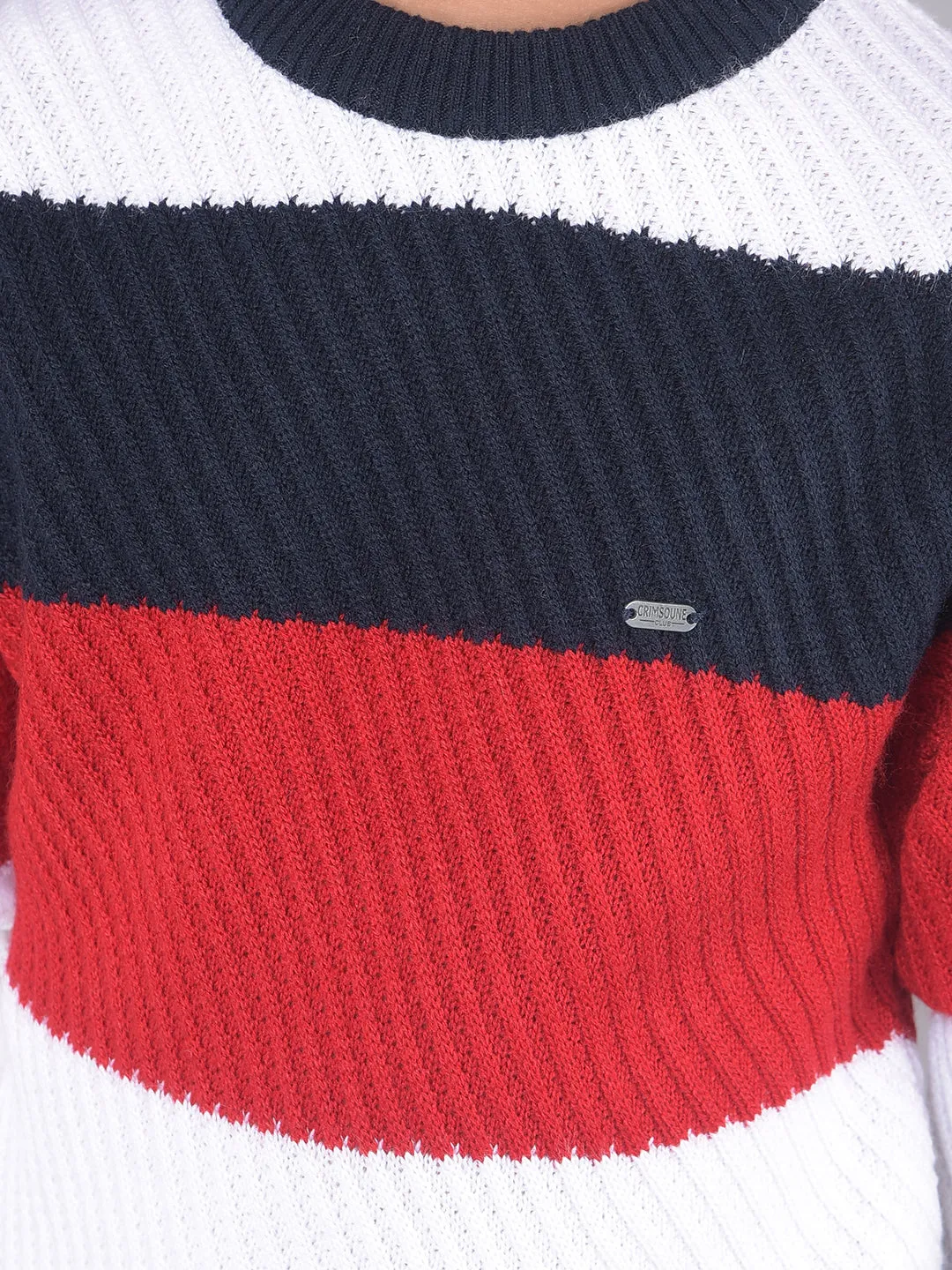 Red Colourblocked Sweater