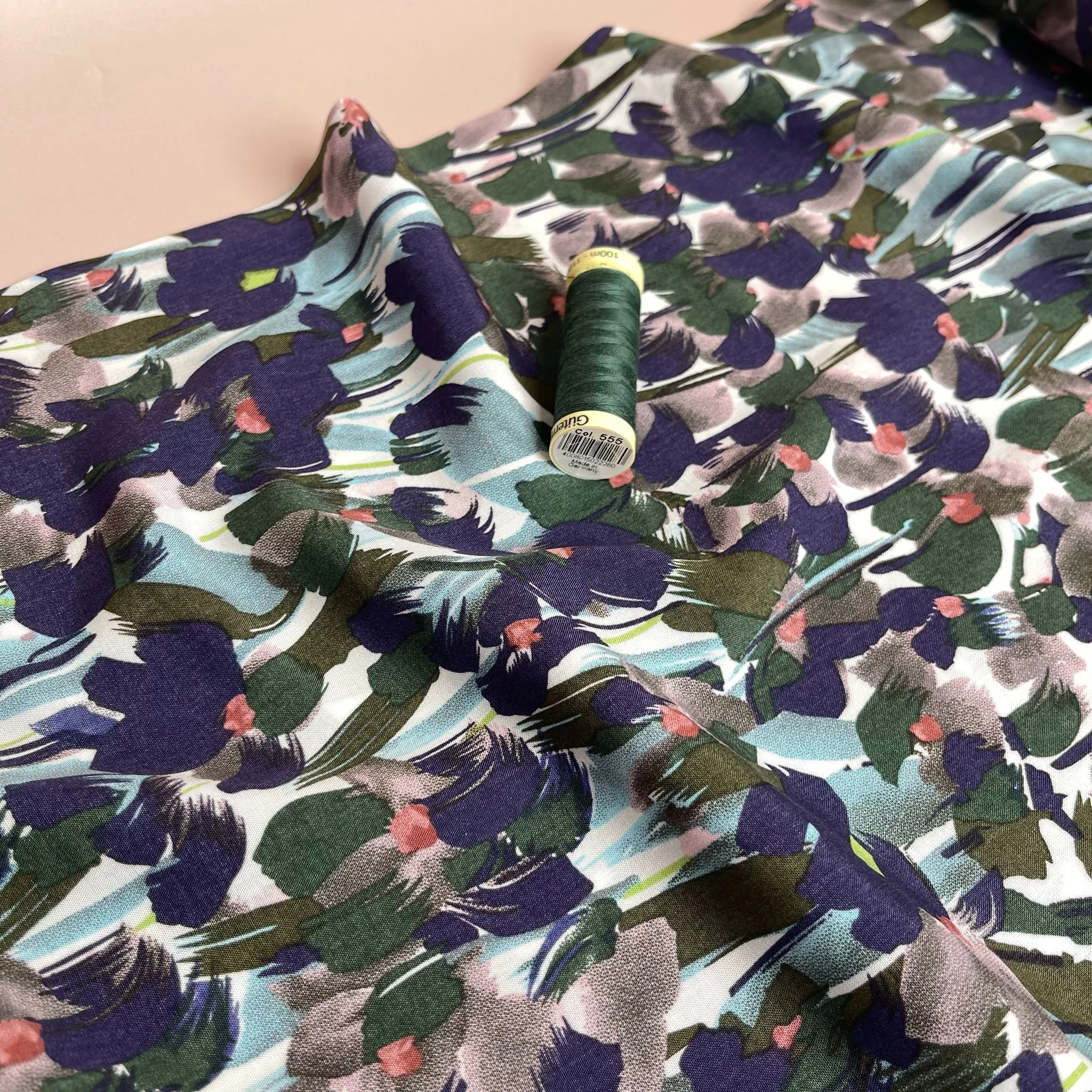 REMNANT 1.5 Metres - Paintbrush Blossoms Viscose Fabric