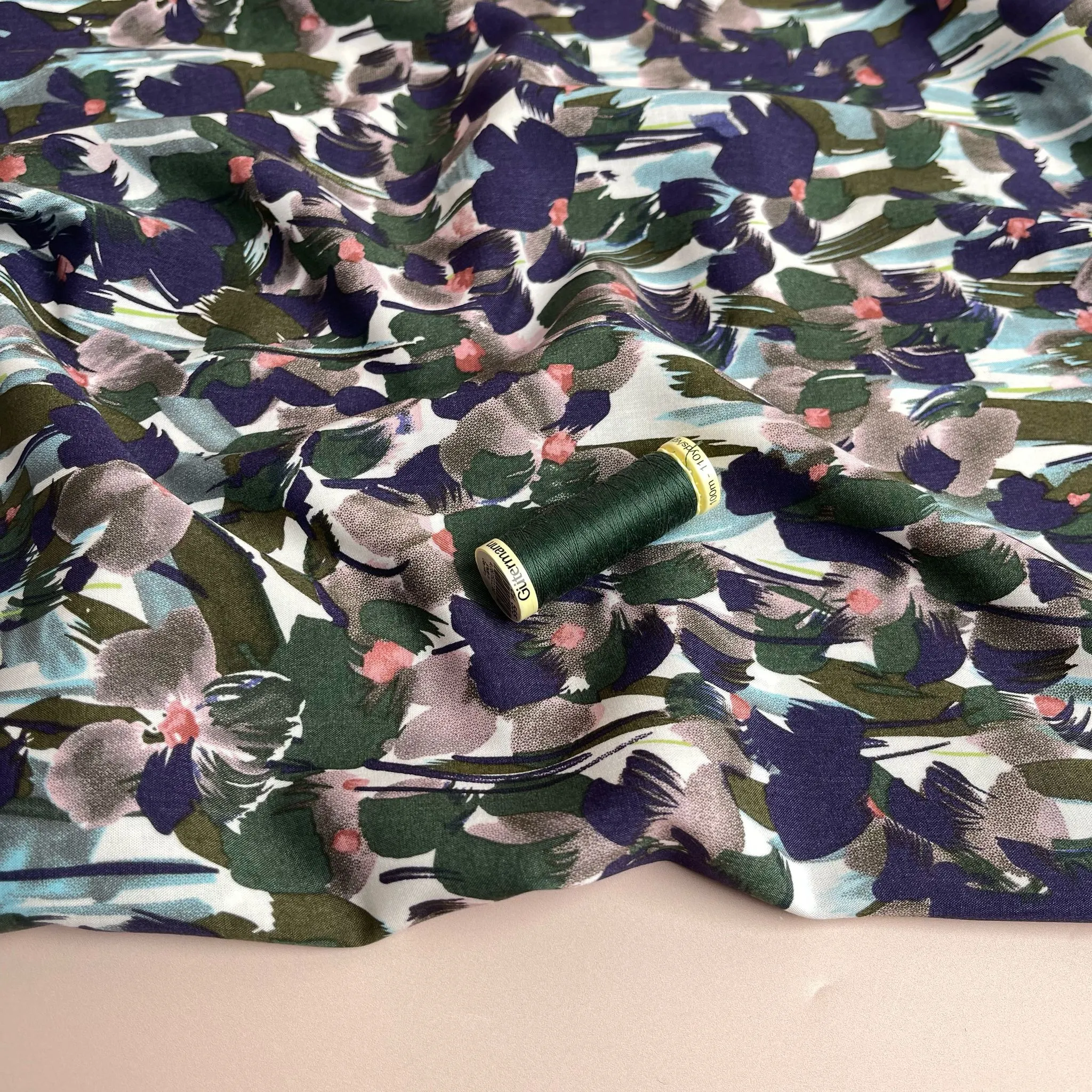 REMNANT 1.5 Metres - Paintbrush Blossoms Viscose Fabric