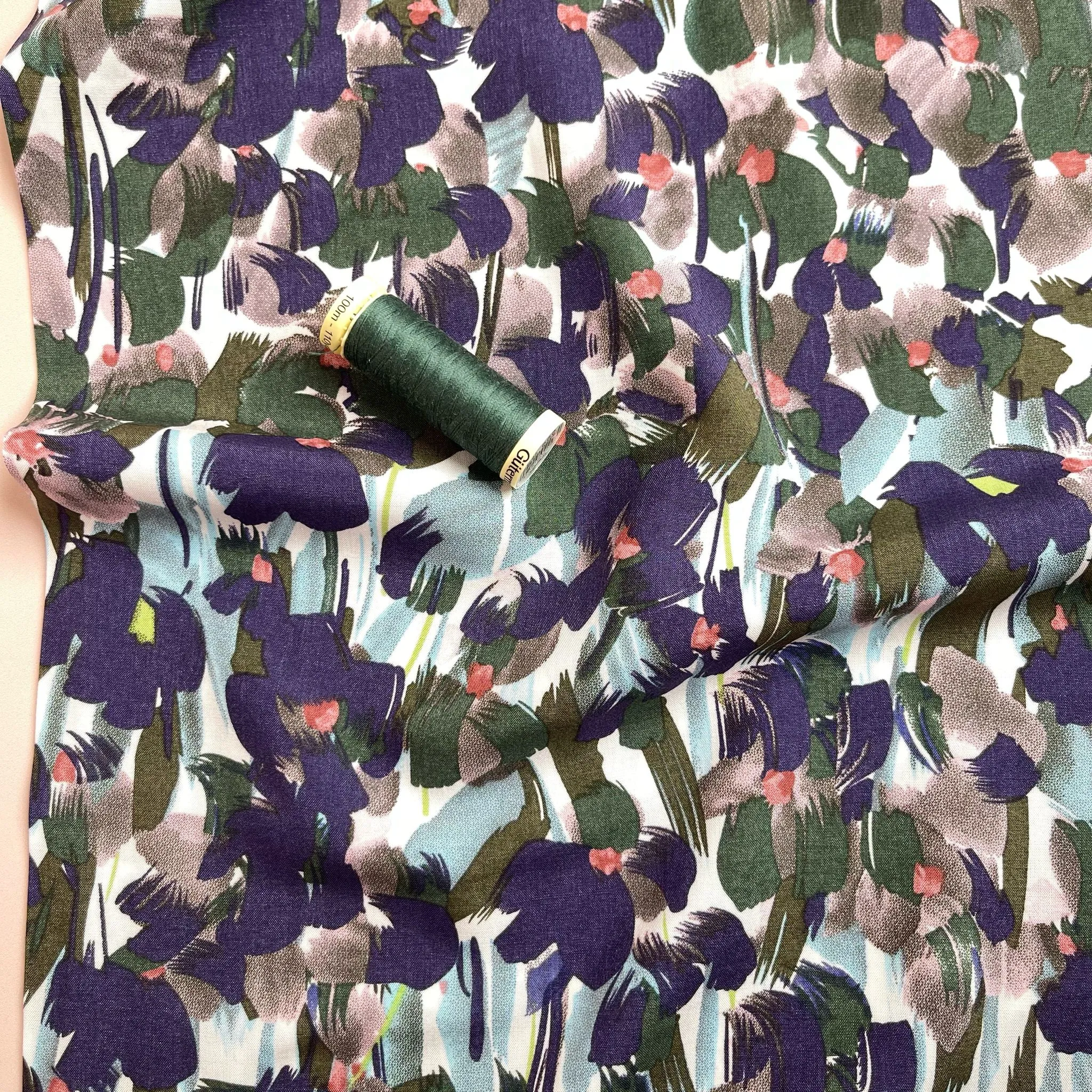 REMNANT 1.5 Metres - Paintbrush Blossoms Viscose Fabric