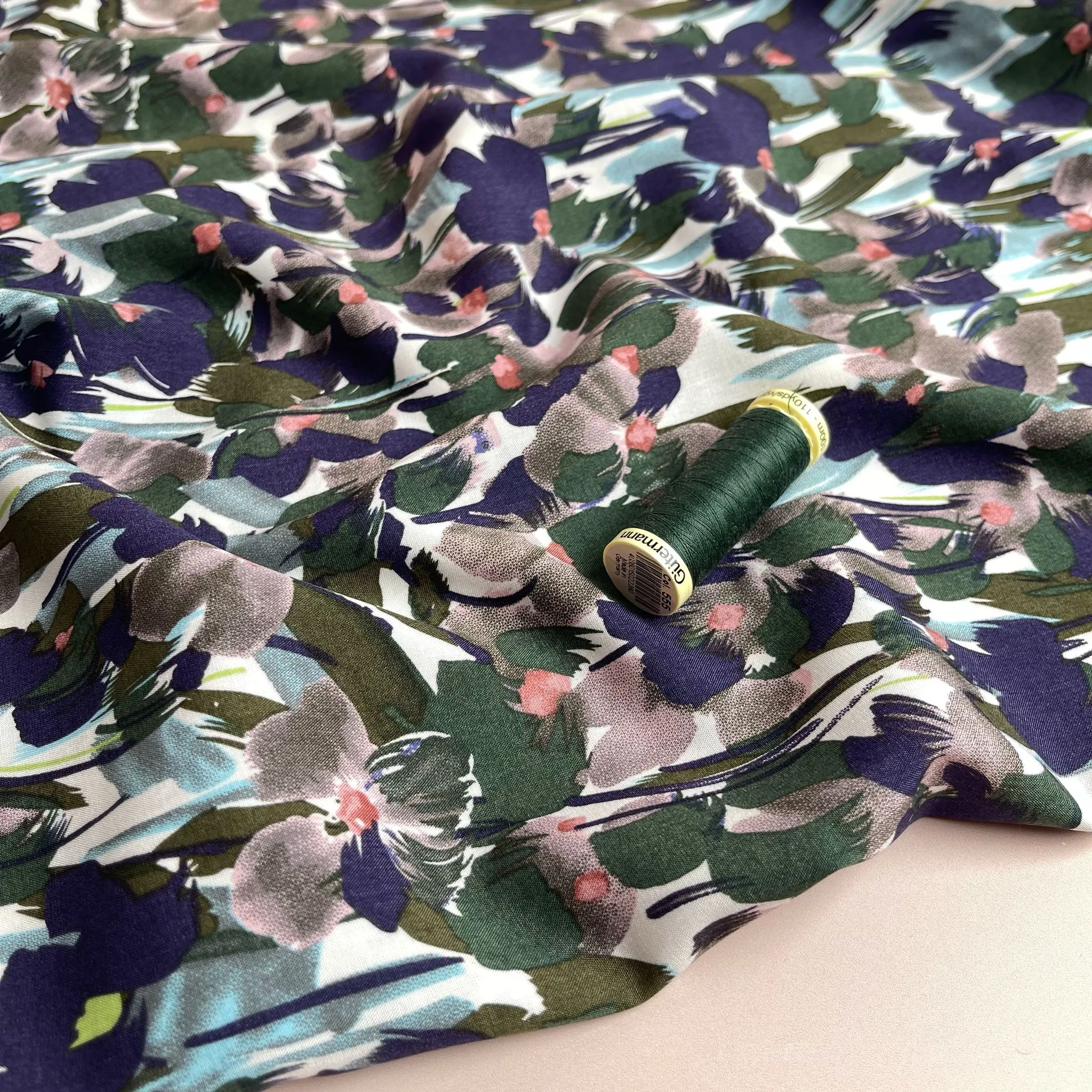 REMNANT 1.5 Metres - Paintbrush Blossoms Viscose Fabric