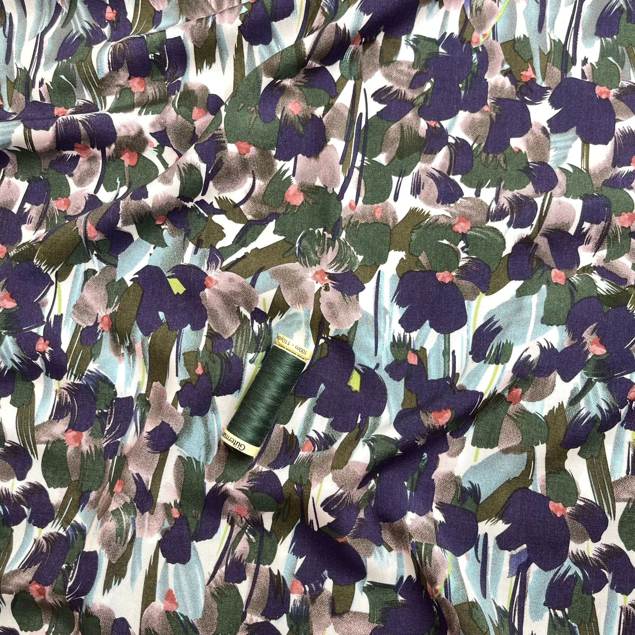 REMNANT 1.5 Metres - Paintbrush Blossoms Viscose Fabric