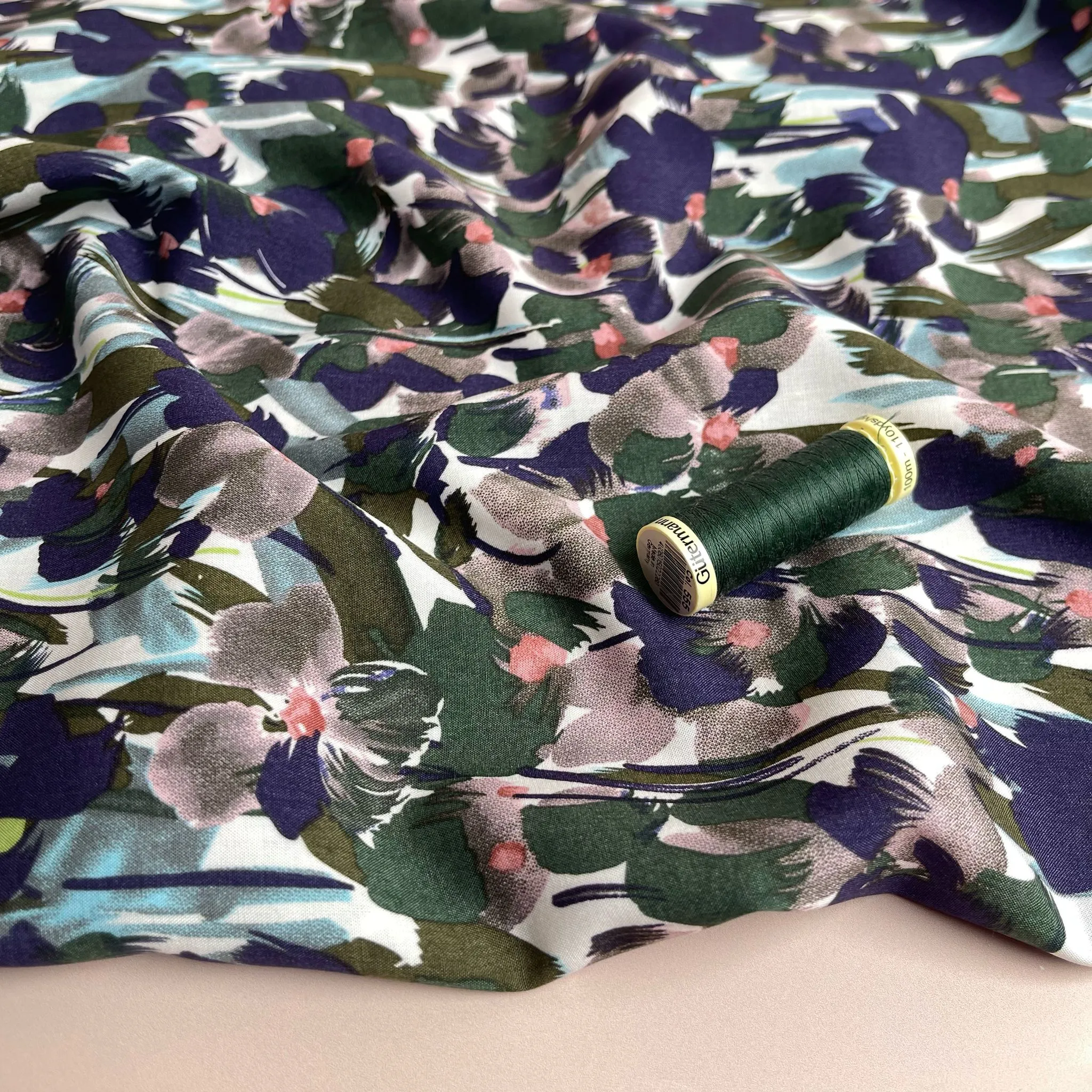 REMNANT 1.5 Metres - Paintbrush Blossoms Viscose Fabric