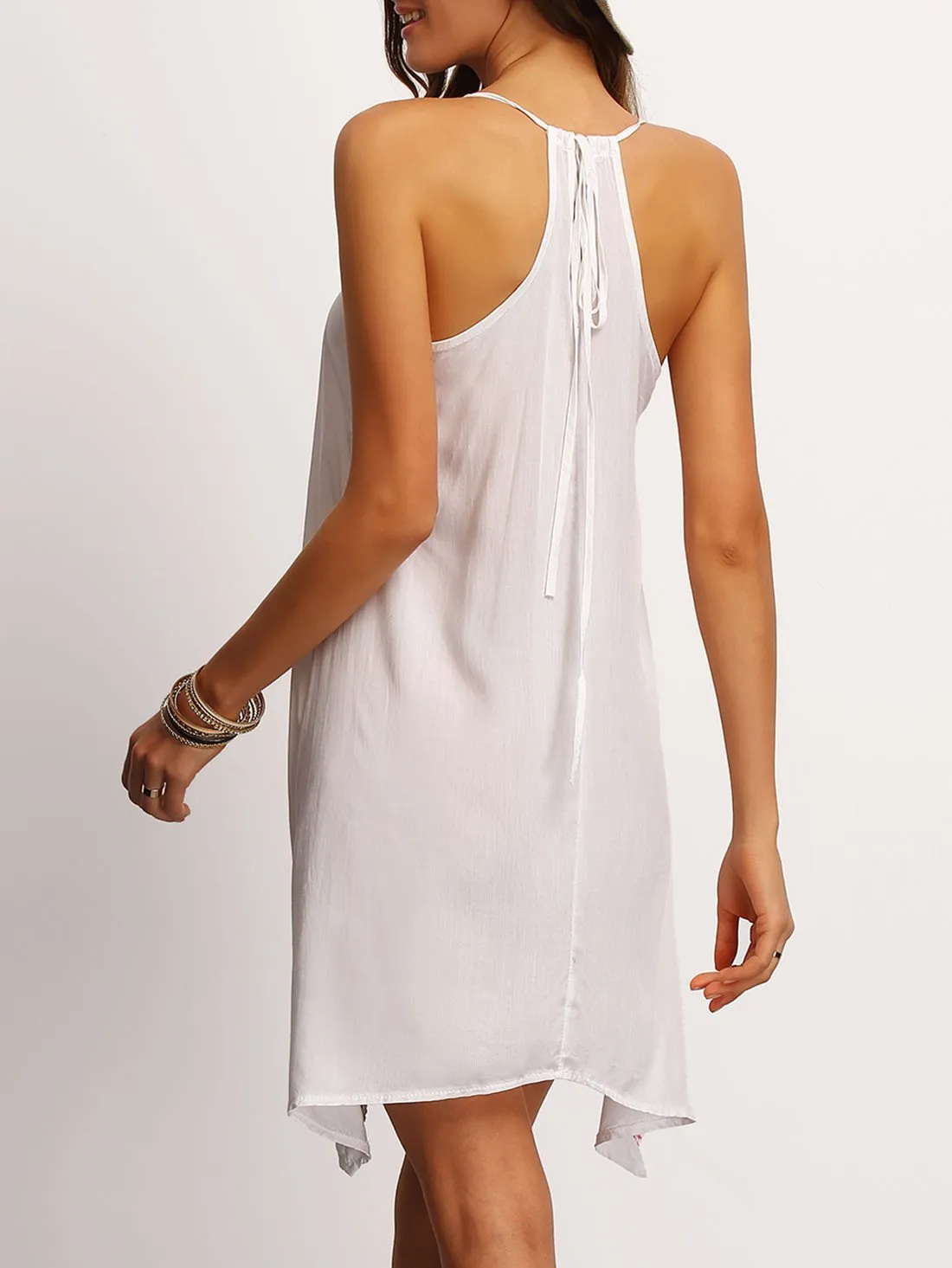 Sexy Spaghetti Strap Print Loose Short Dress