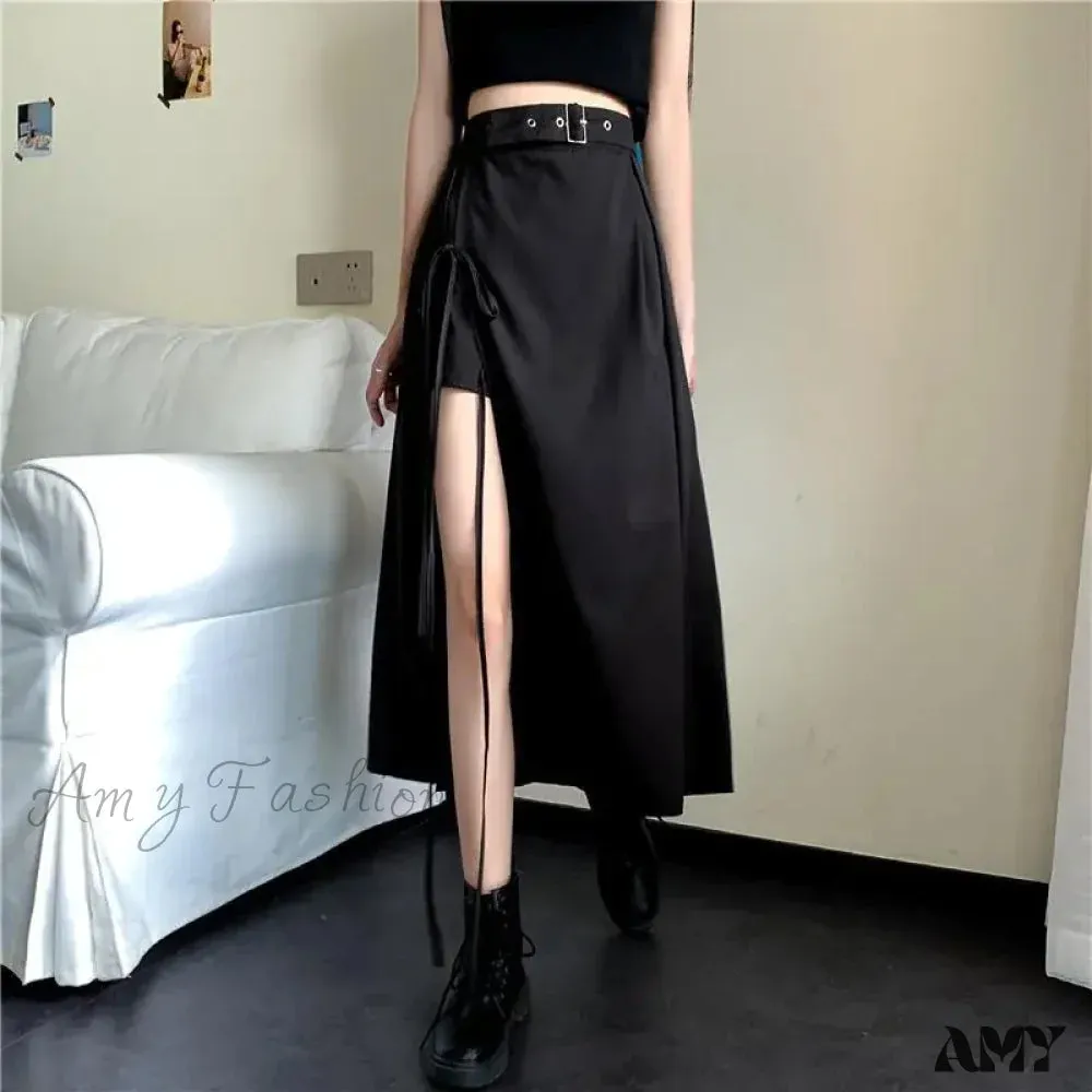 Simple Solid Comfortable High Skirt Casual Long Match All Waist Vintage