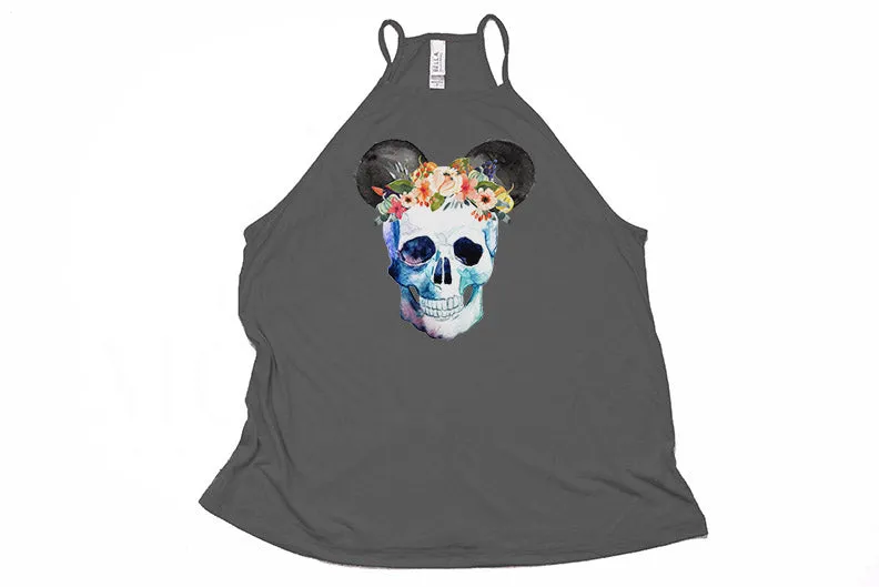 Skull Floral Crown Mickey High Neck Tank