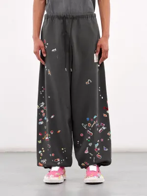 Sticker Graphic Sweatpants (A14PT552-BLACK)