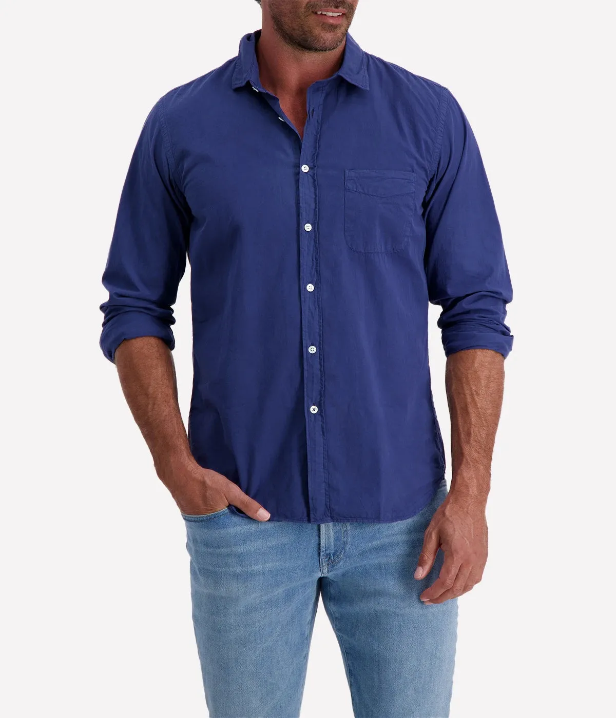 Storm Pat Men Woven Shirt in Denim