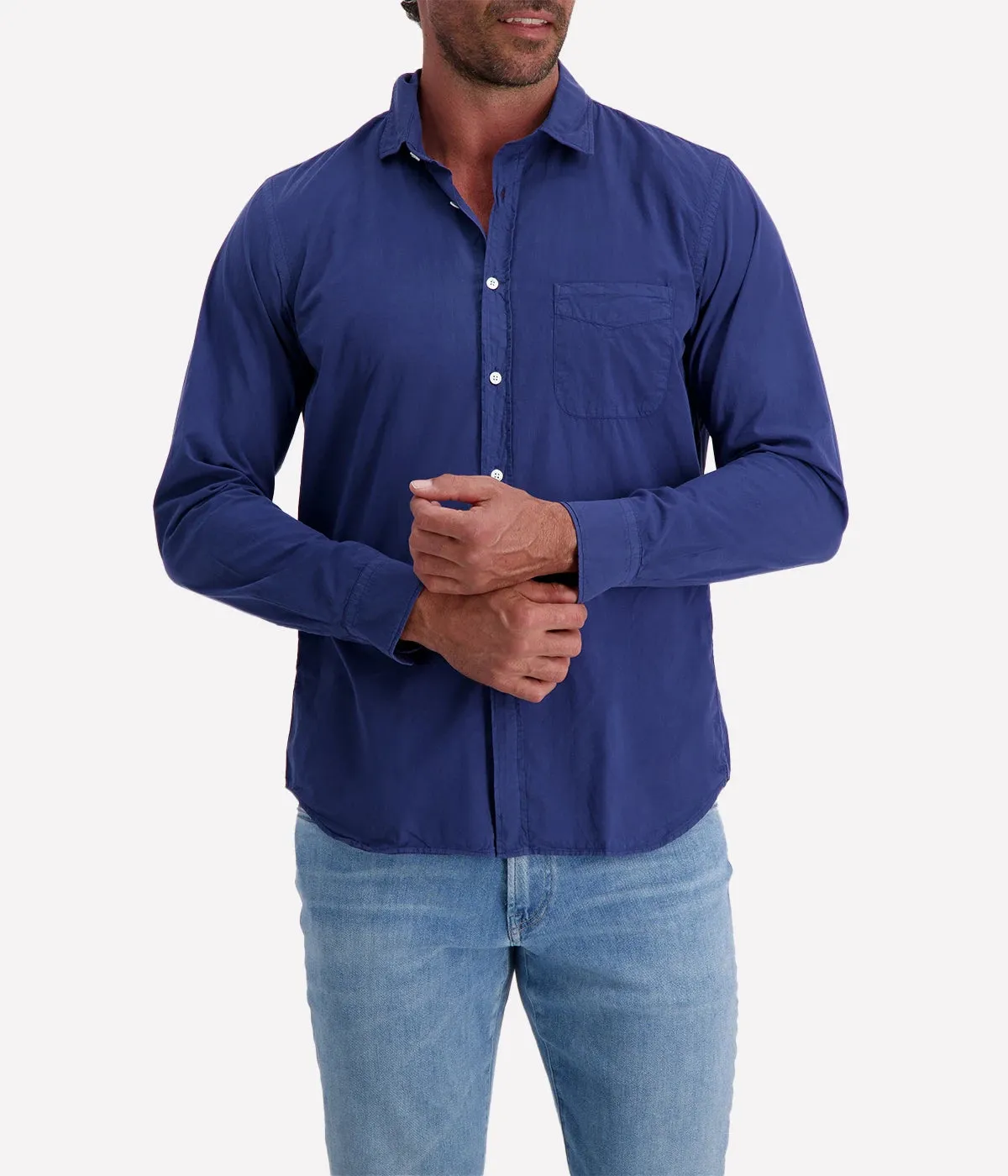 Storm Pat Men Woven Shirt in Denim