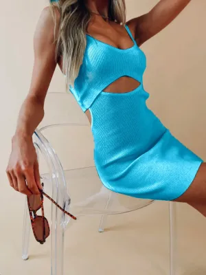 Sweet Desires Cut-Out Mini Dress - Turquoise