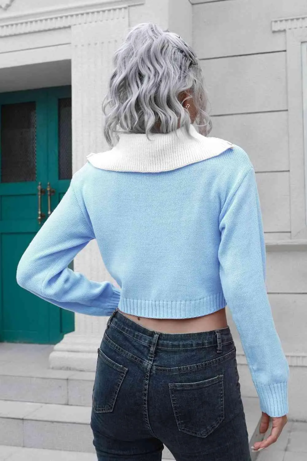 Teen Comfort Cropped Collared Sweater