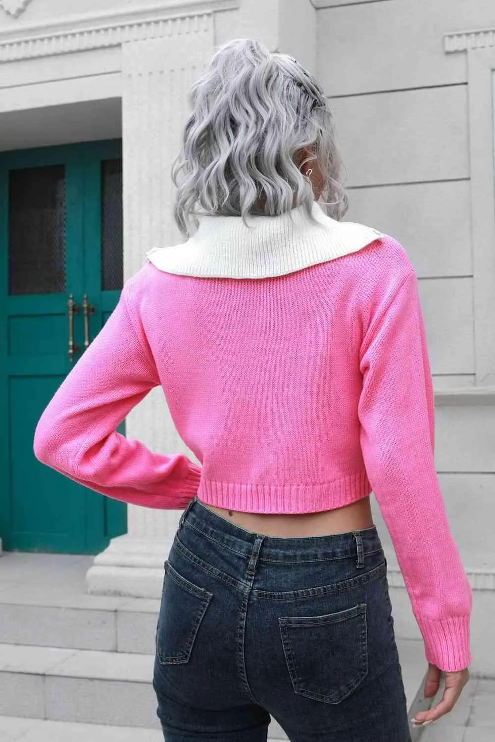 Teen Comfort Cropped Collared Sweater