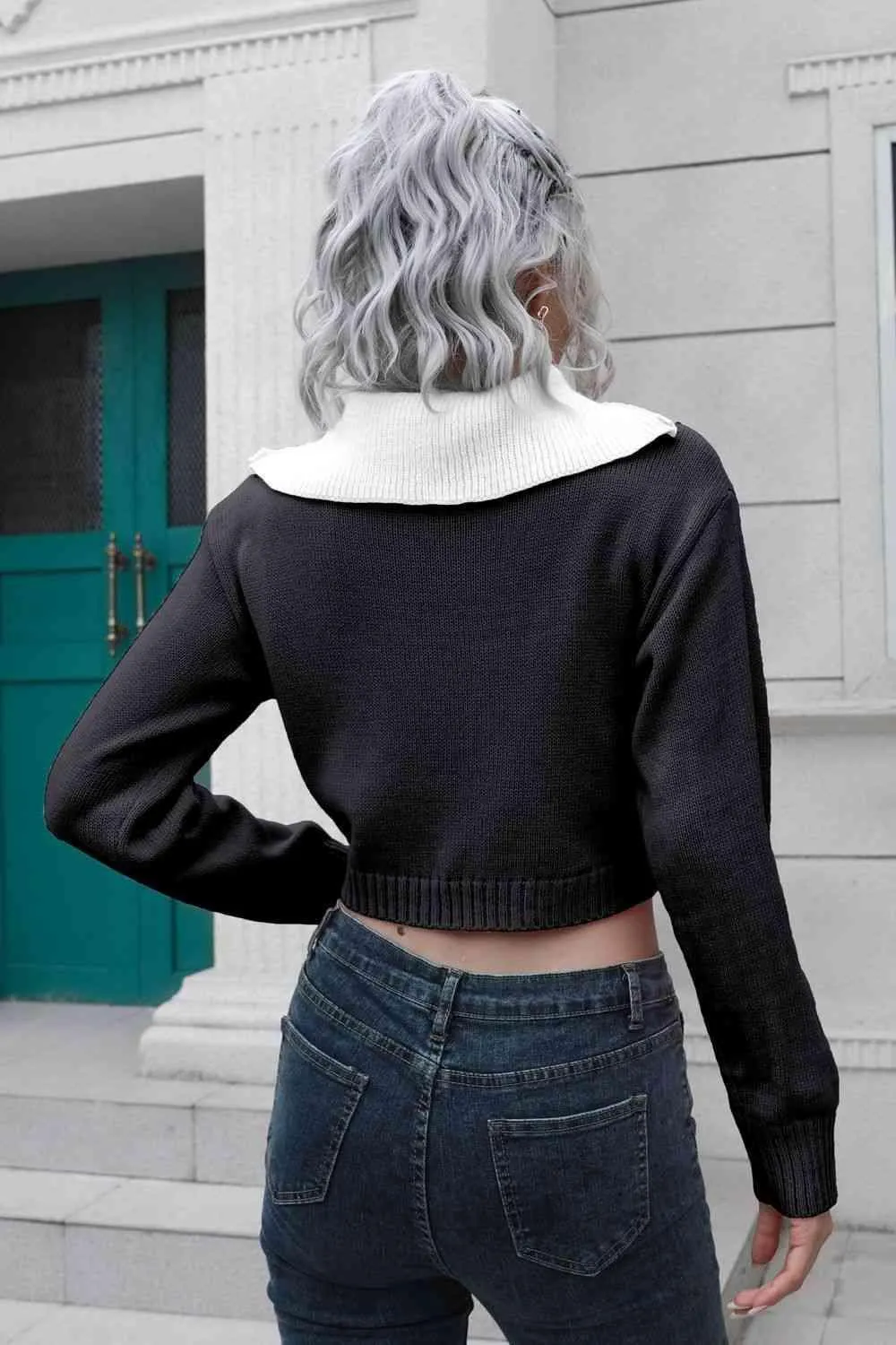 Teen Comfort Cropped Collared Sweater