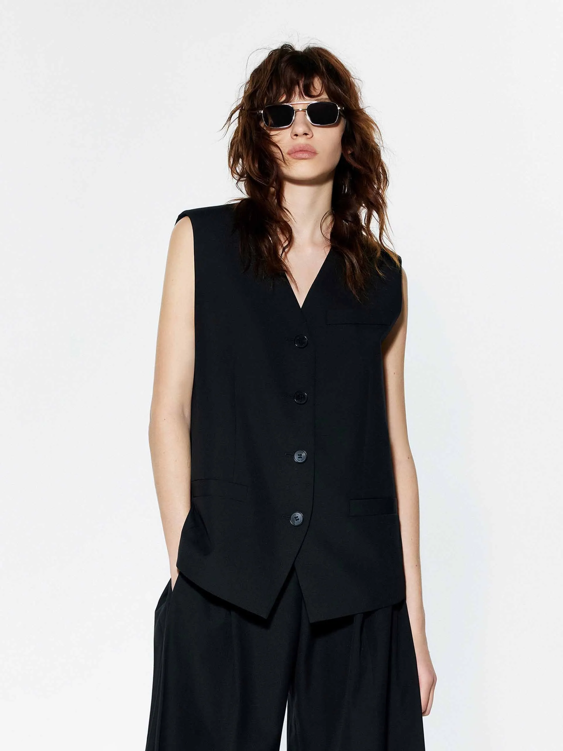V-neck Sleeveless Waistcoat