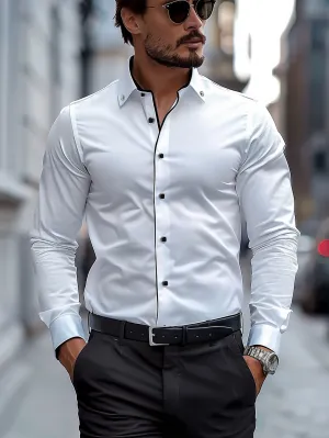 VICTIN | Contrast-Color Business Shirt with Long Sleeves
