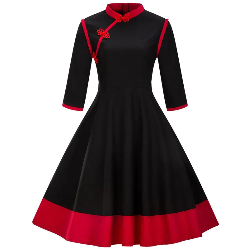 Vintage Mandarin Collar A-line Dress